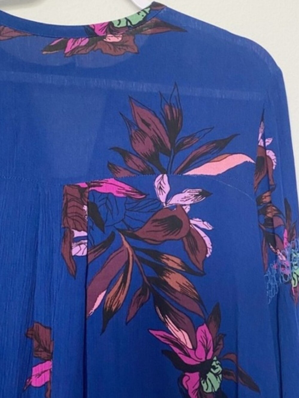 Free People Royal Navy Floral Keyhole Mini Dress / Tunic - Picture 6 of 11